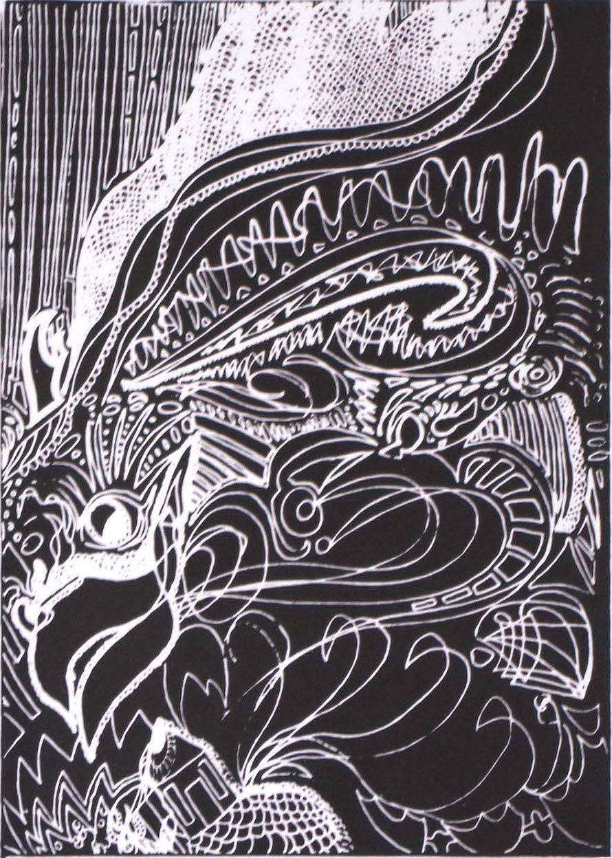 Scrunchy Screenprint Dragon