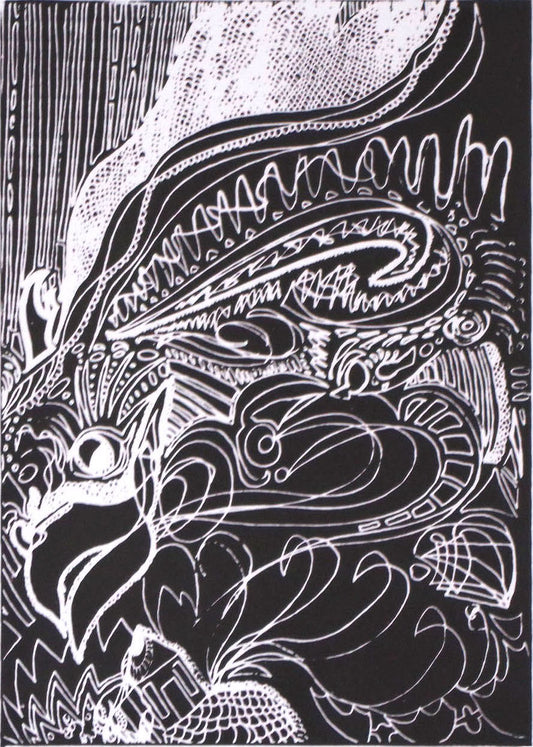 Scrunchy Screenprint Dragon